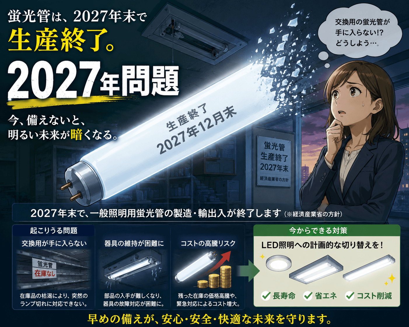 蛍光灯照明からLED照明への取替工事